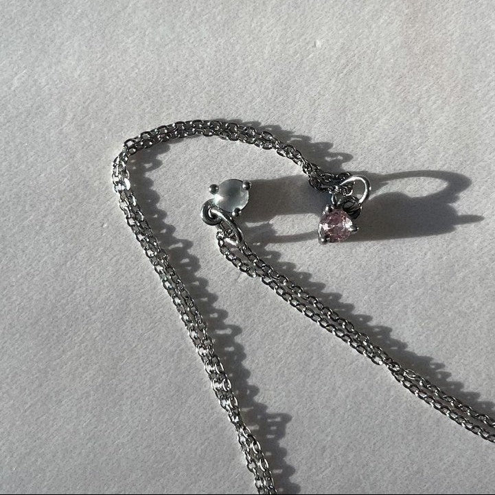 Amore (love) Necklace - Rose Quartz