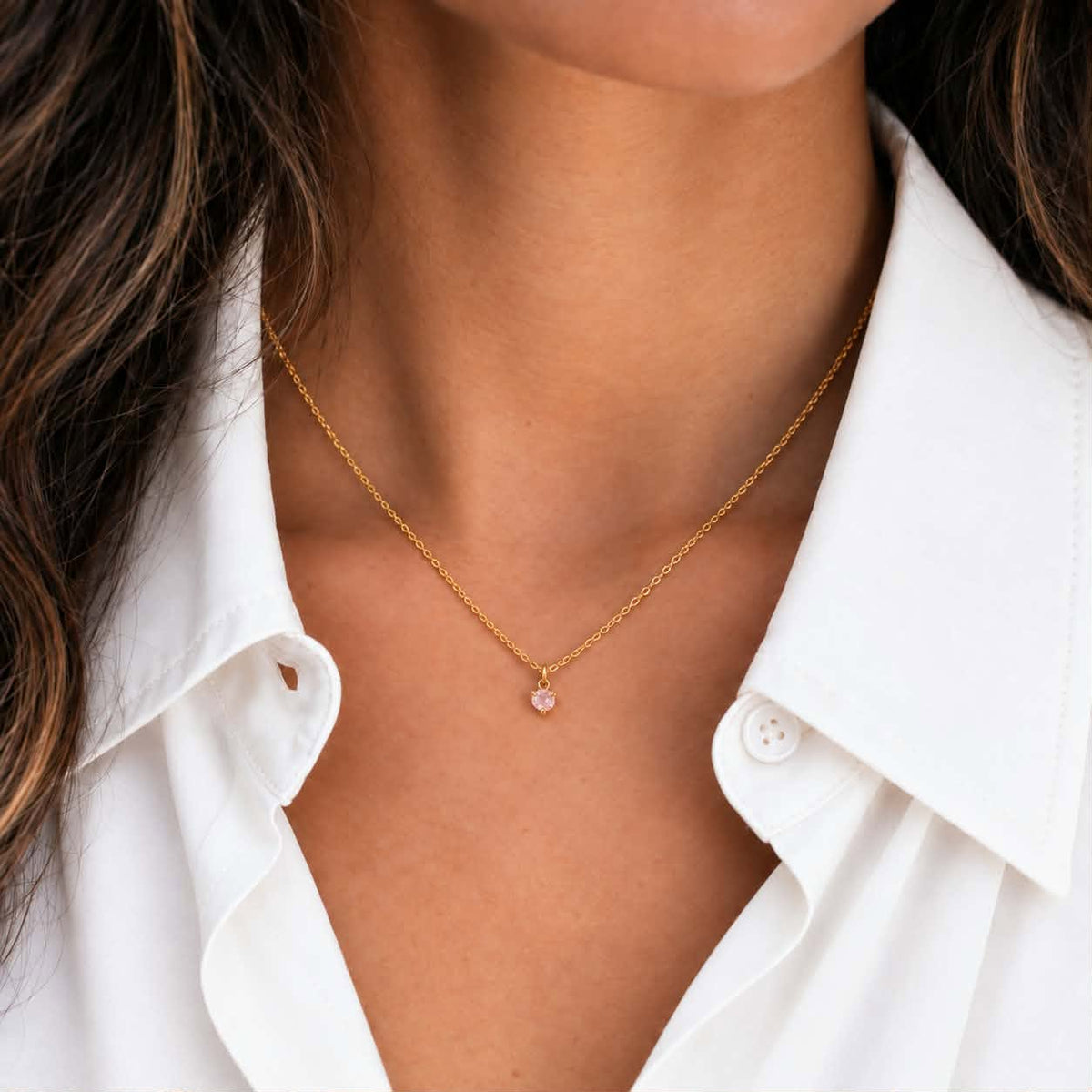 Amore (love) Necklace - Rose Quartz