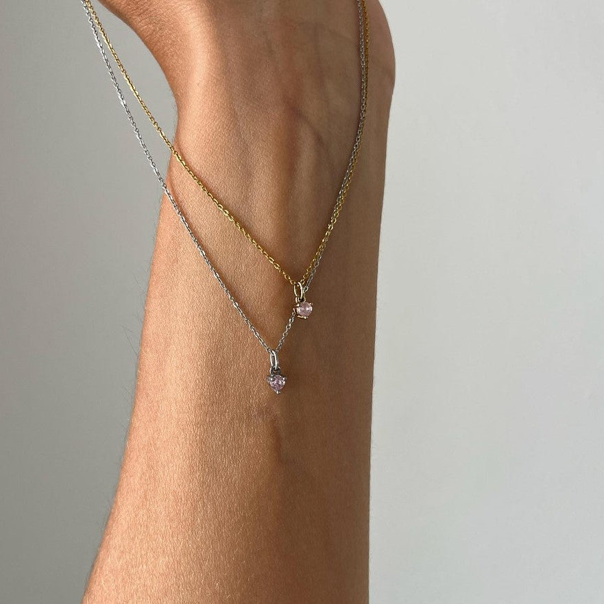 Amore (love) Necklace - Rose Quartz